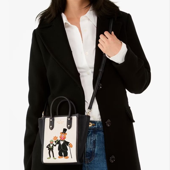 ♠️Kate Spade New York X Disney Muppets Ella Mini Tote Crossbody, Black Multi NWT - Picture 6 of 7
